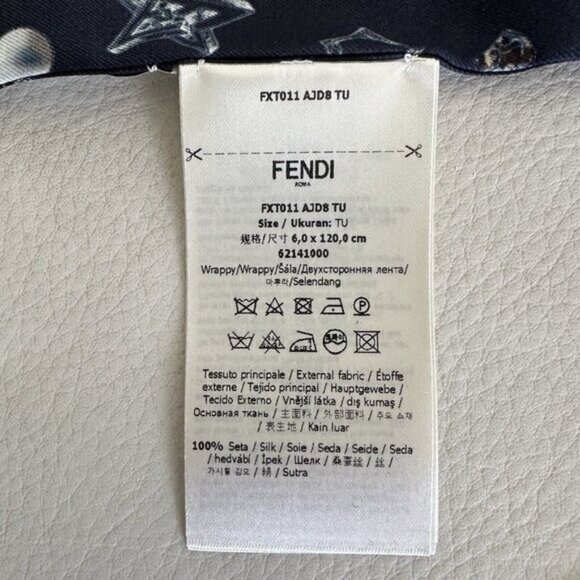 NEW FENDI TWILL SCARF SILK BLUE PLANETS STARS 100% Authentic - Picture 7 of 8